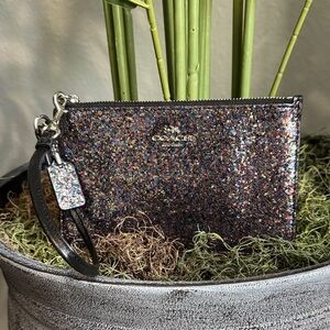NWT Coach Multicolor Glitter Wristlet